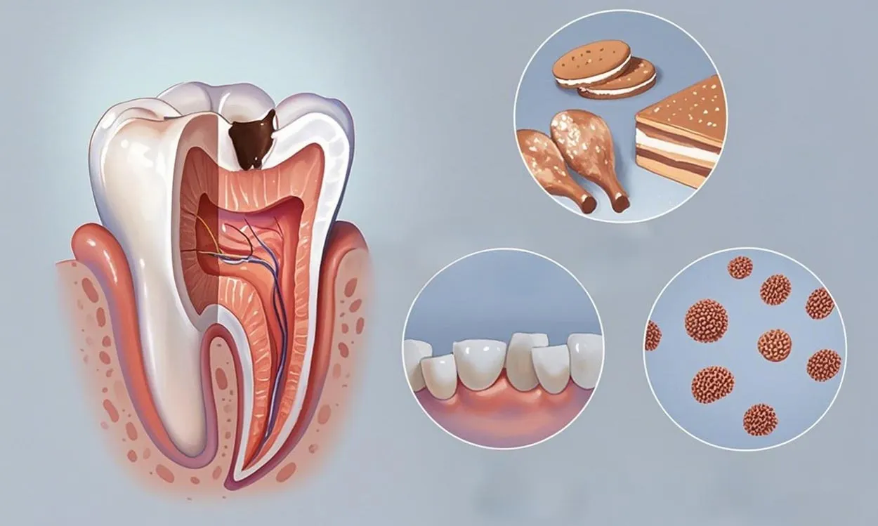 dental caries is the result of a combination of four factors